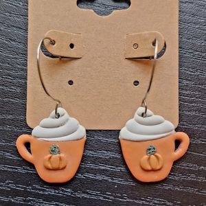 Fall Thanksgiving Cup Mug Clay Earrings